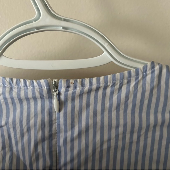 Blue and White Striped Faux Wrap Dress - Picture 5 of 6